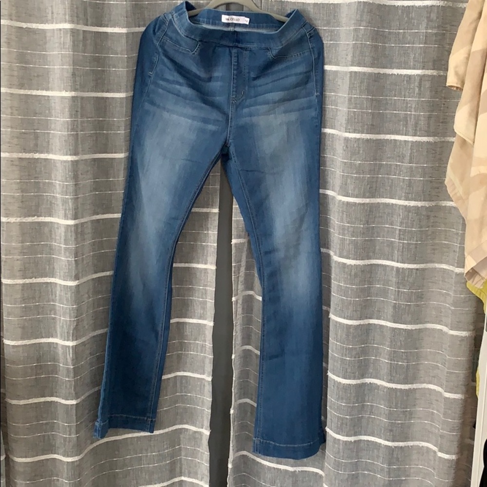 High rise flare stretch jeans